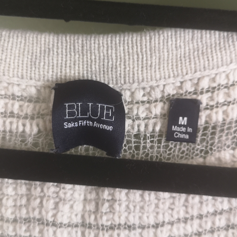 Saks Fifth Avenue Blue Label Wool Cashmere blend Pullover Drop Cap Sleeve Sz M - Picture 4 of 16